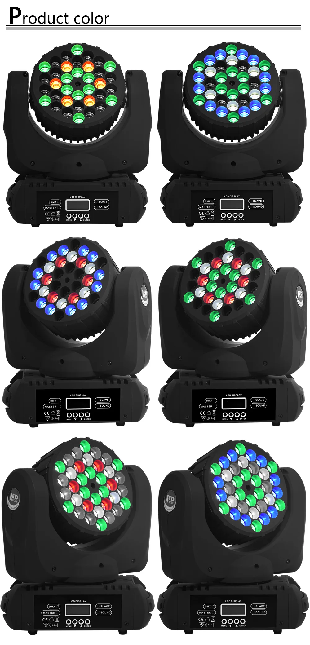 Китай перемещение головы привело луч 36x3 Вт RGB LED DMX перемещение головного света с DMX 11/15 Каналы