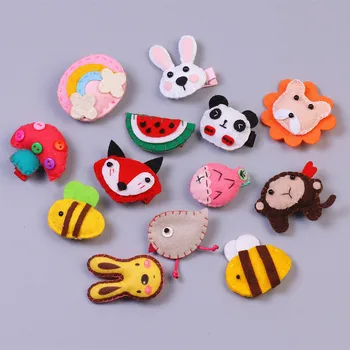 

20pcs Boutique Cute Felt Fish Fox Rabbit Bee Lion Hairpins Solid Cartoon Animal Hair Clips Fashion Princess Hair Accessories