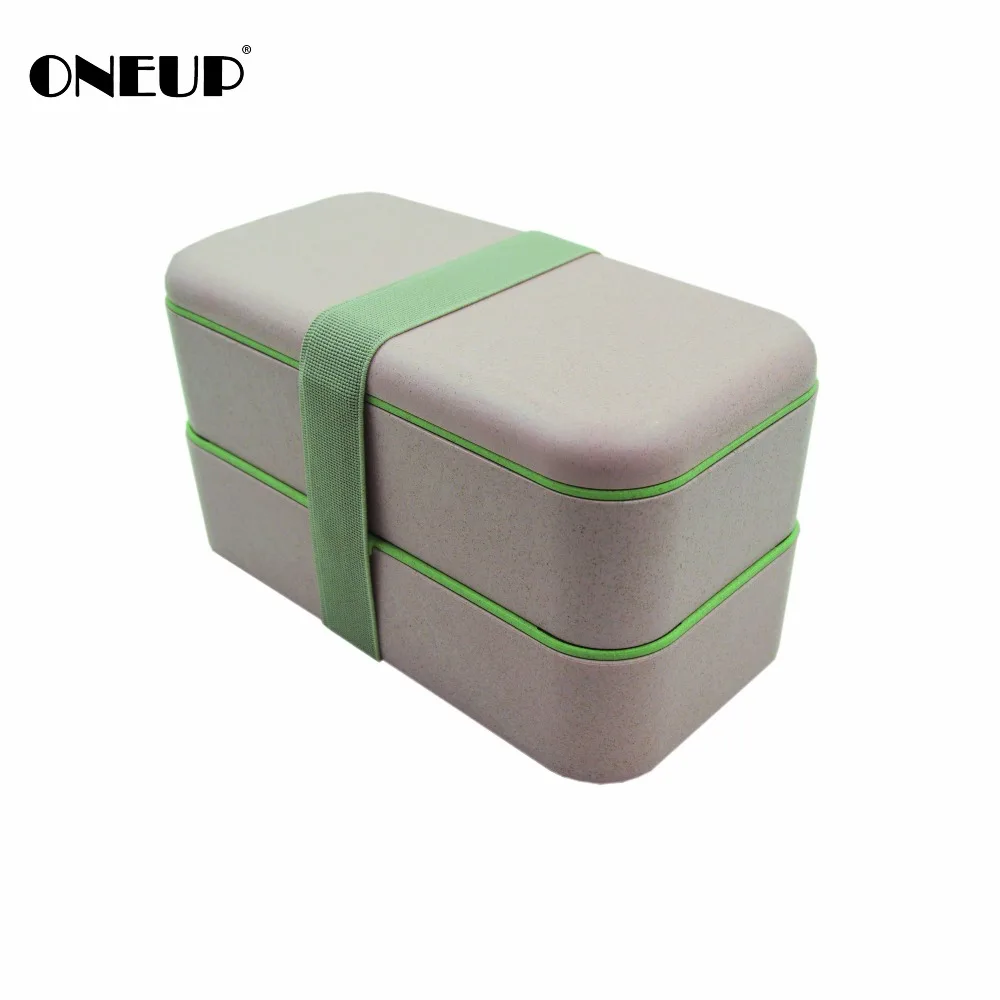 

ONEUP Lunch box Japanese bento box Wheat straw degradable material Double-layer combination Portable food container storage