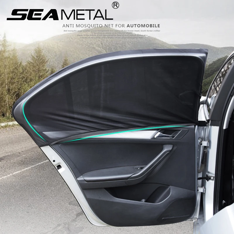 Car Sun Shade Curtain Window Screen Gauze Prevent Mosquito UV Summer Sunshade Child Travel Privacy Mesh Net Auto Accessories