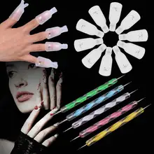 20 pc Nail Art рисунки Дотсом кисть для маникюра+ 10 УФ удаление лака Кепки белые ногти гель для дизайна маникюр