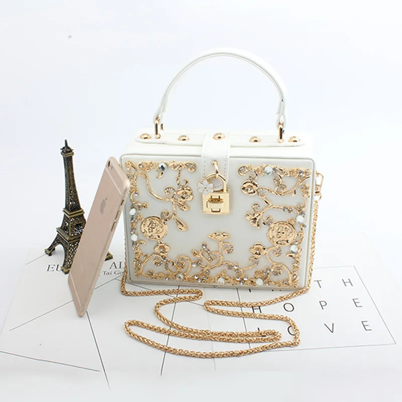 Fashion Women Evening Bag 2019 Ladies Pu Leather Clutches Box Elegant Shoulder Bag Crossbody Wallet Flower Metal Hasp Handbag Fashion Women Evening Bag 2019 Ladies Pu Leather Clutches Box Elegant Shoulder Bag Crossbody Wallet Flower Metal Hasp Handbag