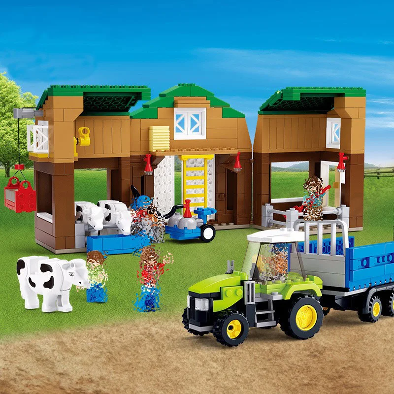 

Sluban 0561 512Pcs Sunshine Pasture Series minis Ranch Dairy Cow Building Block Educational Toys Kids gifts Compatible With Lego