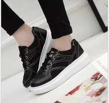 Spring Summer thick bottom casual Shoes women Board Shoes Lace-Up Round Toe Flats Shoes White Korean Fashion Shoes