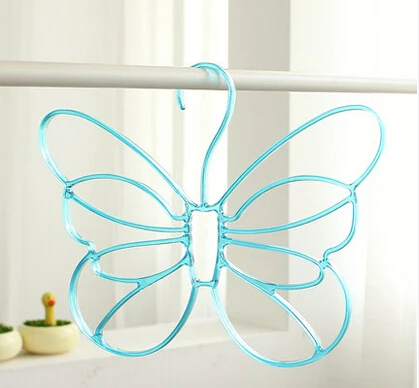 [ ] красочный пластиковый шарф с бабочкой вешалка(5 шт./лот - Цвет: Blue