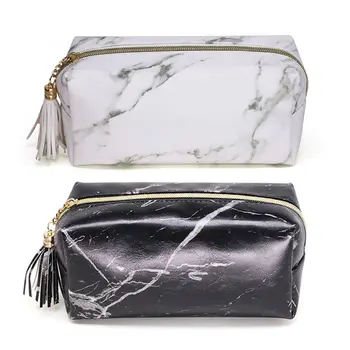 

Marble Zipper Tassel Purse Travel Makeup Cosmetic Bag Toiletry Pencil Case Stationery Organizer