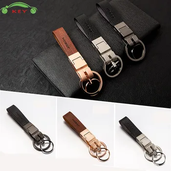 

Upscale Car Men Keychain Business Gift Leather Auto Keyring for Abarth Audi Yamaha smart Alfa Romeo Mercedes Daihatsu Key Holder
