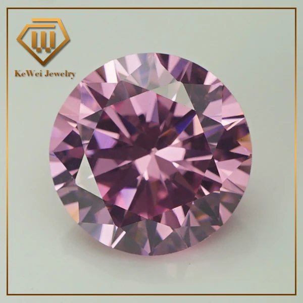 Pink CZ AAAAA 4mm 10mm Loose CZ Stone Round Shape Cubic Zirconia Stone