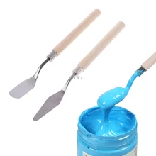 2 uds paleta de acero inoxidable, cuchillo, espátula rascador para mezclar pintura al óleo