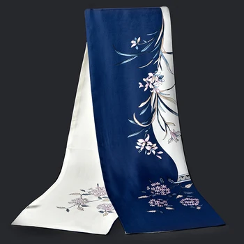 

100% Real Silk Scarf Women Luxury Brand 2019 Shawls and Wraps for Ladies Vintage Print Double-layer Soft Long Pure Silk Scarfs