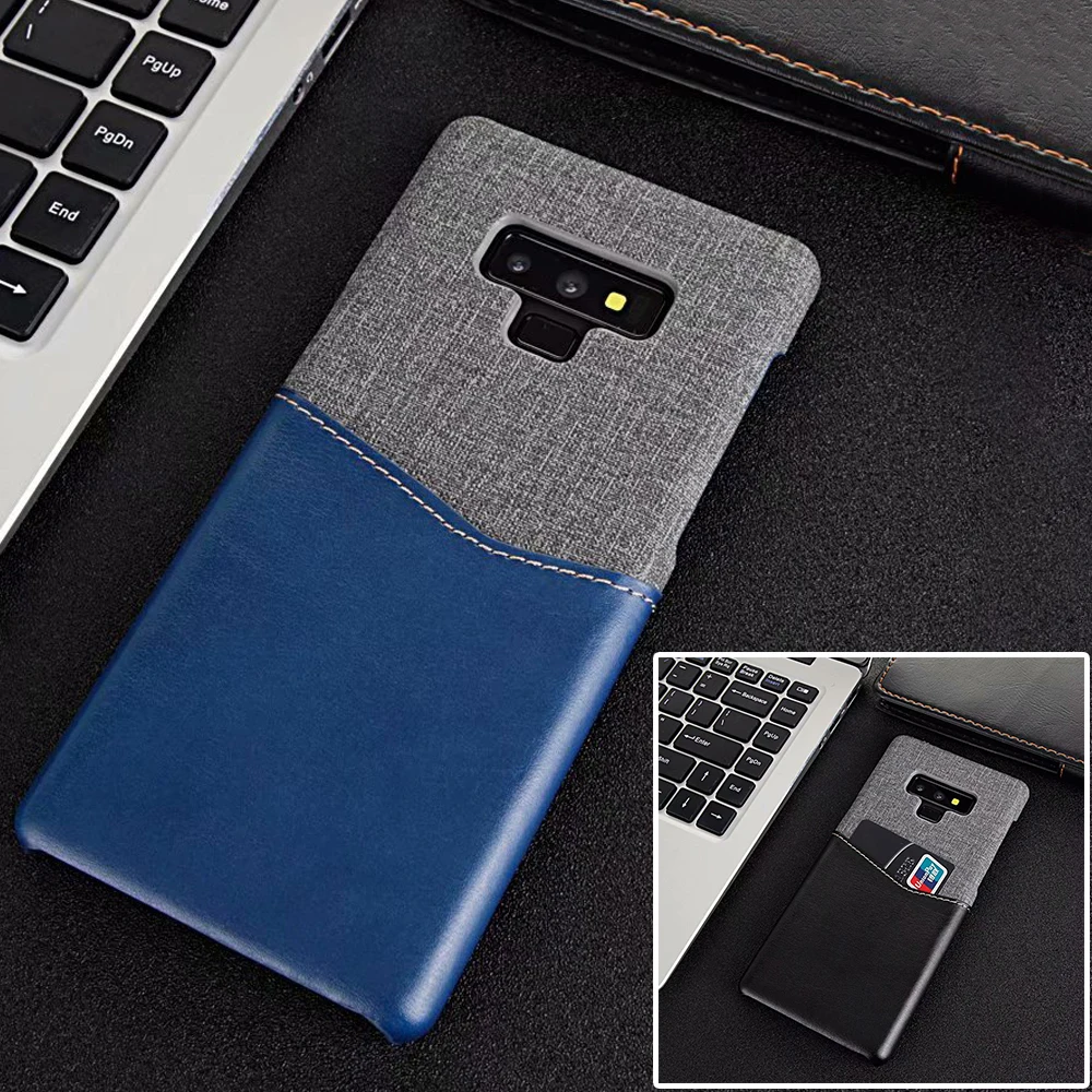 Fabric PU Leather Phone Case for Samsung Galaxy note 8 9 Lxuury Shockproof Card Slot phone Shell