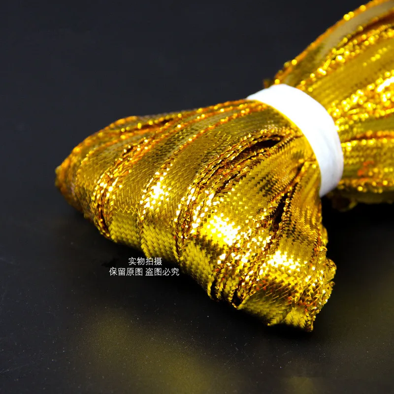 Hot 100m/pack 10mm Gold Metallic String Cords Ribbon Weaving Rope Gift