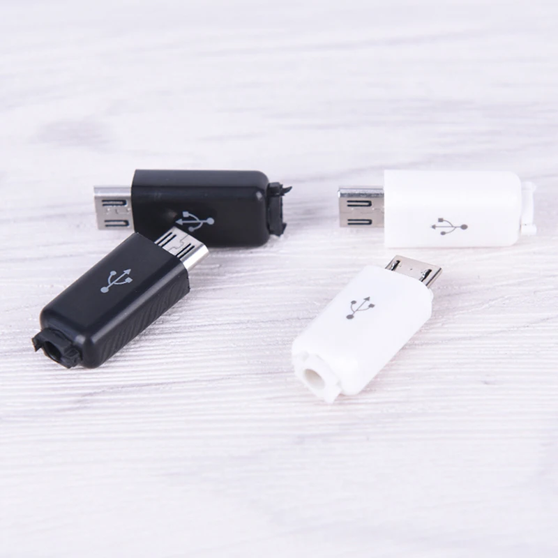 10 шт./компл. 4 в 1 DIY Micro USB тип сварки Мужской 4-контактный разъем w/пластиковая крышка белый/черный