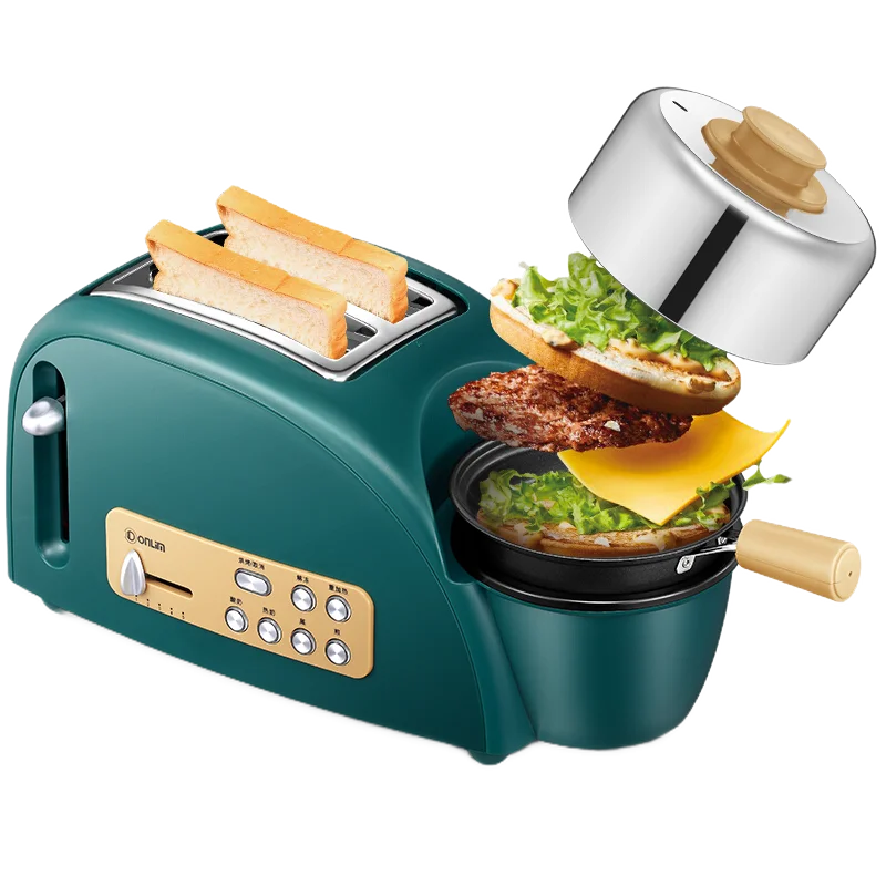 

2Baker household, 2 pcs,breakfast machine,yogurt,hot milk,steaming,frying,boiling,branding new products ,defrost,reheat