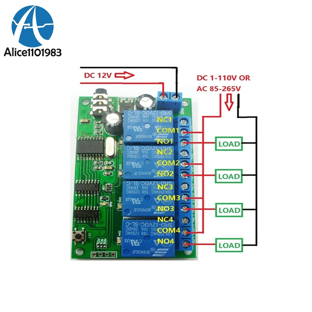 AD22B04 4-channel audio decoder DTMF relay remote control command module