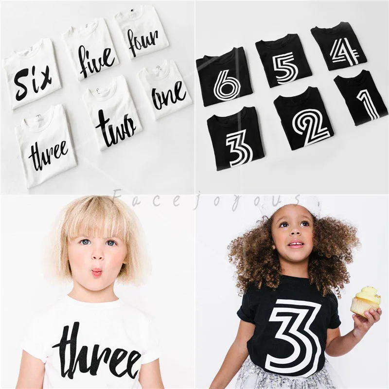 

Kids 100% Cotton T-shirts For Boys Girls Best Birthday Gift 2018 Summer Baby Clothes Toddler Children Tops T Shirts Aged 1-6 Y