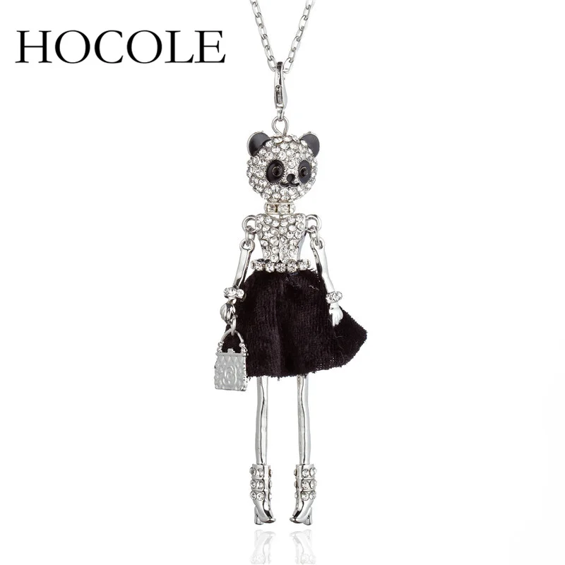 Ожерелье с подвеской в виде куклы панды HOCOLE Lovely Full Стразы для женщин модные