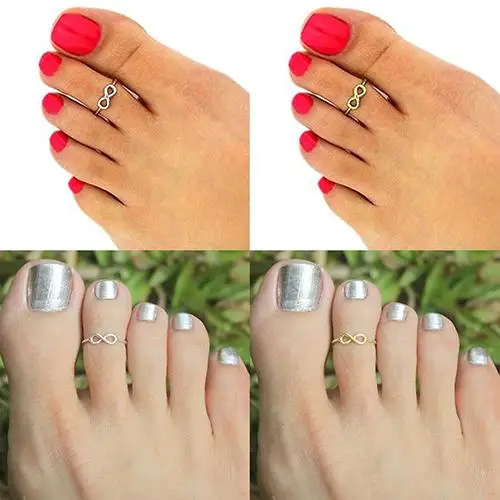 

Cute Bow Simple Infinity Design Adjustable Retro Toe Knuckle Ring Foot Jewelry