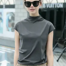 Водолазка футболка женский свободный сарафан с коротким рукавом топы футболки повседневные женские тонкие футболки летние футболки с круглым вырезом Большие размеры