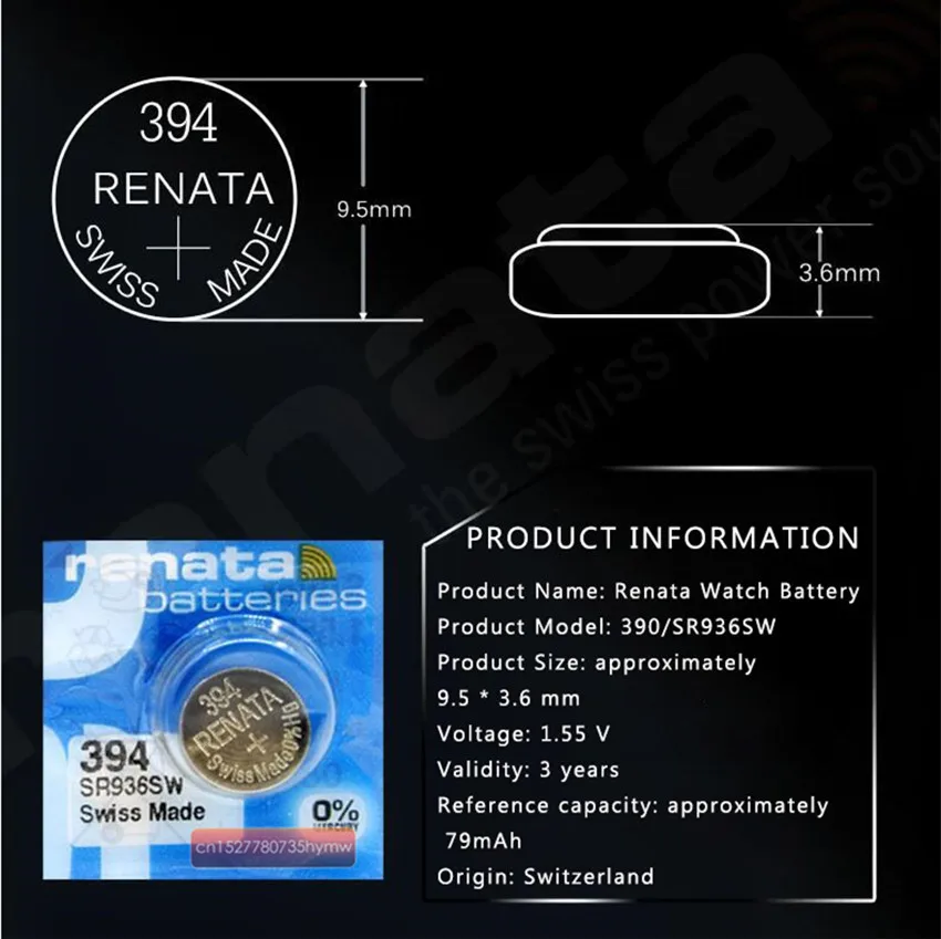 2 шт. Renata 394, оксид серебра часы батарея длительный SR936SW 936 1,55 в Кнопка монета батареи