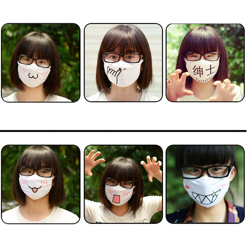 Moe& Cute аниме Kaomoji-kun смайлик рот муфельной хлопок Анти-пыль маска для лица