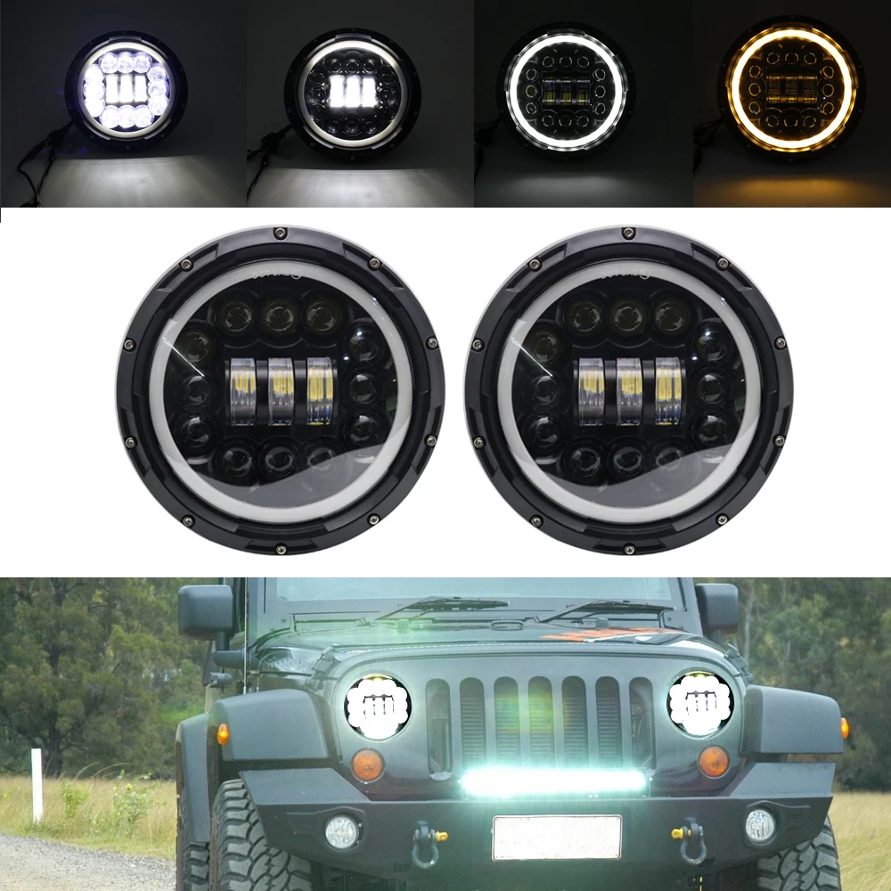 2X7 дюймов круглый светодиодный прожектор для Jeep Wrangler JK TJ LJ lada niva 4x4 suzuki samurai Hummer H1 H2