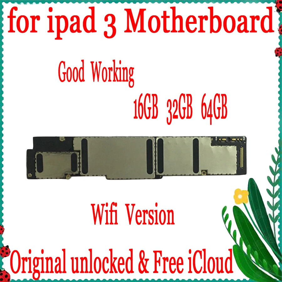 16 Гб/32 ГБ/64 ГБ с фабрики разблокирована для ipad 3 материнская плата, оригинальная и Wifi версия для ipad 3 материнская плата, Бесплатный iCloud