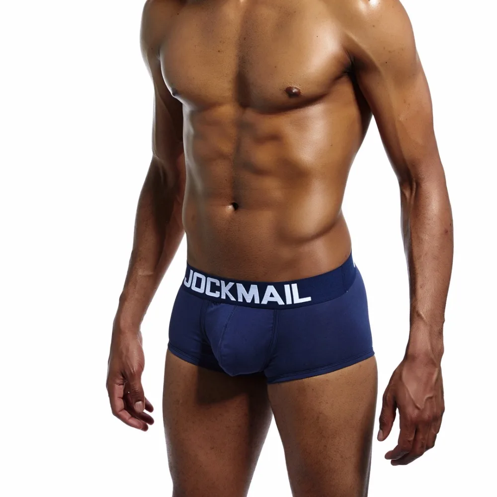 Бренд jockmail классический базовый однотонный Качественный хлопок Мужское нижнее белье боксеры шорты мужские трусы сексуальные трусы Гей ночное и нижнее белье