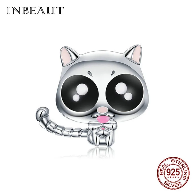 Браслет INBEAUT fit Pandora, серебро,, 925, розовый, кот, собака, единорог, подвески, маленький дьявол, Elepant, медведь, лапа, бусины, изготовление ювелирных изделий