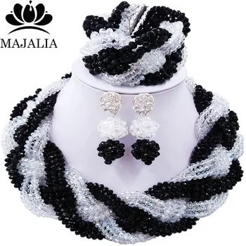 

Majalia African Classic Women Jewelry Set Black Transparent Nigeria Wedding Jewelry Sets 12CB0021