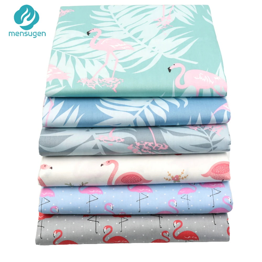 Mensugen хлопковая ткань с принтом фламинго для изготовления подушек, одеяло для детской кроватки, простыня для платья, ткань для шитья