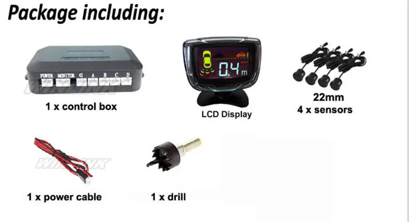 4 датчика s 22 мм зуммер ЖК-датчик парковки Комплект дисплей Автомобильный радар заднего хода монитор система 12 в 6 цветов парктроник
