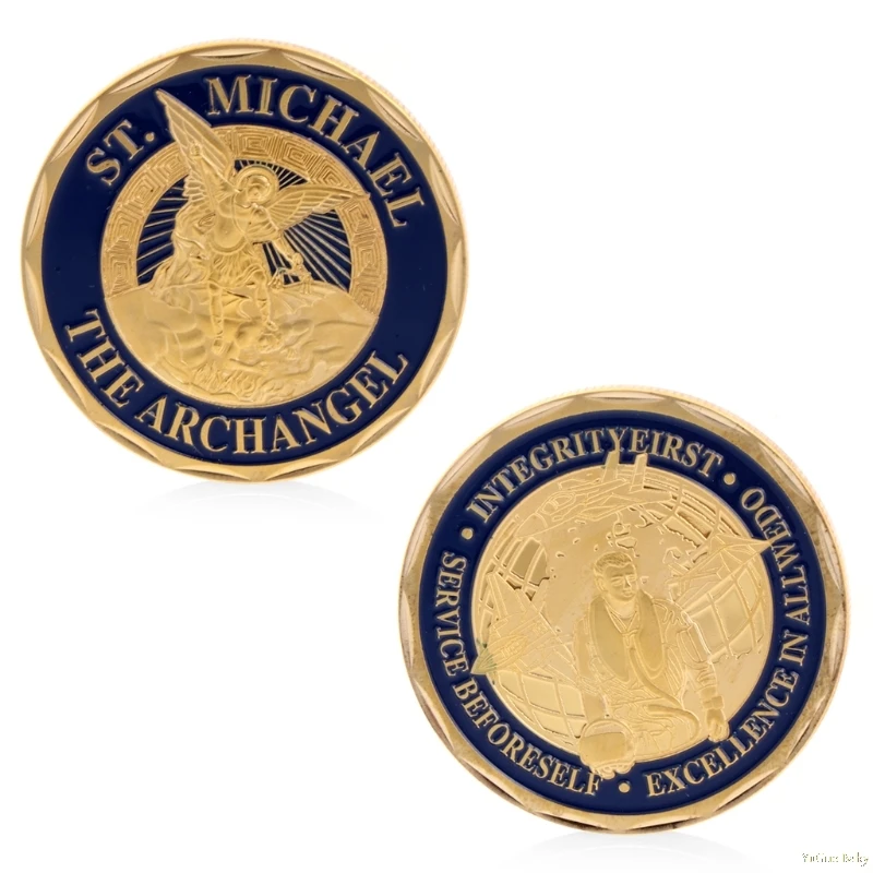 

2018 Meaningful Saint Michael The Archangel Silver/Gold Plated Commemorative Challenge Coin Collection Noncurrent Coin