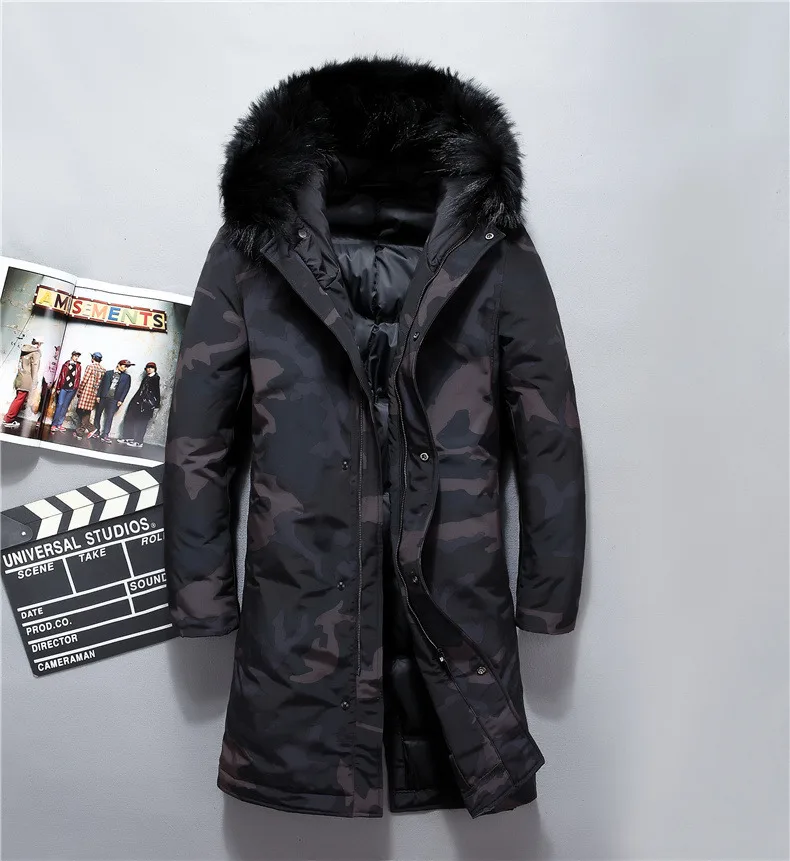 VSD Warm Winter Down Jacket Windproof Hooded Collar Men's Parka Male Big Coat Smart Casual Covered Button (5)