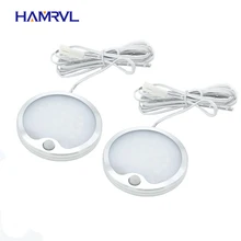 ПИР датчик движения светильник 12 В светодиодная подсветка под шкаф круглый алюминиевый кухонный ПИР ИК инфракрасный человеческая Индукционная лампа 2 шт