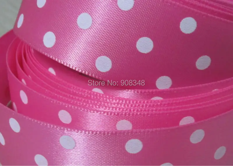 7/" 22 мм полиэстер#156 ярко-розовое в горошек атласная лента с рисунком подарок заколки для волос ленты аксессуары SDR22