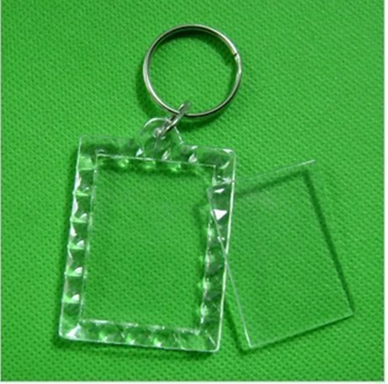 170pcs Blank Acrylic Rectangle Keychains Insert Photo Keyrings (key ...