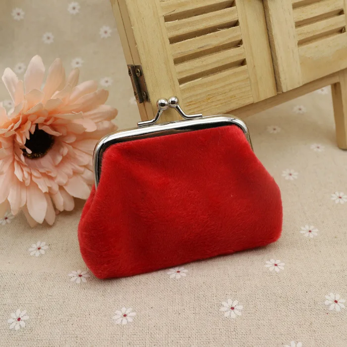 Womens Corduroy Small Wallet Holder Coin Purse Clutch Handbag Bag Mini Pouch Corduroy Hasp Sold Hot - Цвет: Красный