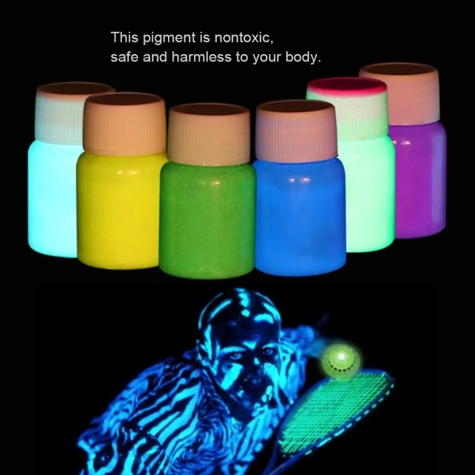 

6 Colors Glowing Halloween Fluorescent Body Face Paint Makeup Flash Tattoo Painting Colorful Drawing Pigment Body Paint Cosplay