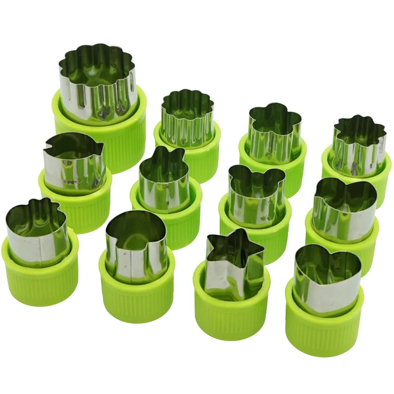 

12pcs Vegetable Cutter Shapes Mini Pie Fruit Cookie Mold Cookie Cutter Kids Baking Tool Kitchen DIY Food Knife Accessories k353