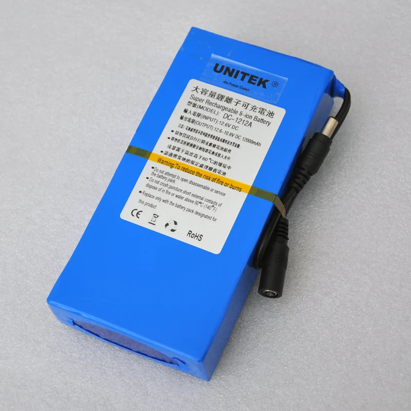 New  lithium ion polymer DC 12v battery 12000mah rechargeable cell + 1pcs charger for CCTV camera system UPS Backup power supply
