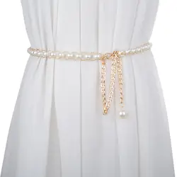 ORINERY 2018 Новый конструктор жемчужный пояс Мода Золото металлической цепью Ремни для Для женщин Элитный бренд Чинто свадебное платье