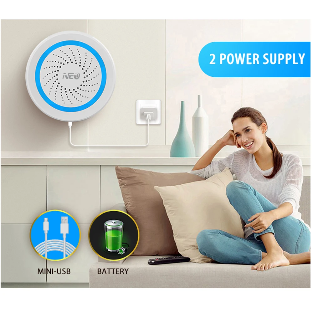 Беспроводная сирена NEO Z wave Plus домашняя Автоматизация питание от батарейки ЕС 868 4