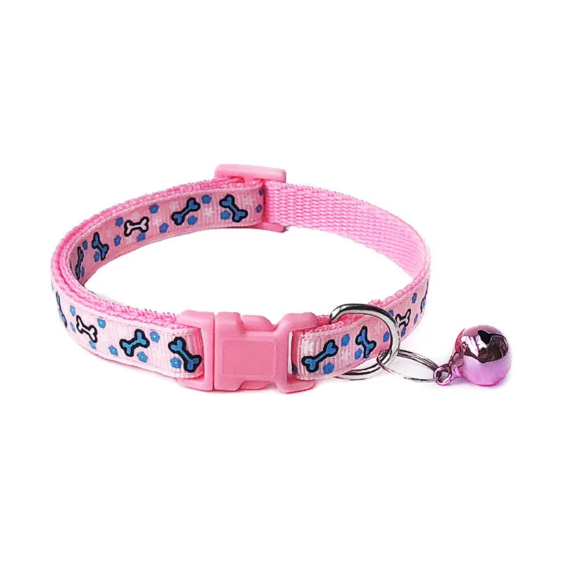 Милый мультяшный любимец ошейник для щенка регулируемое ожерелье из полиэстера милое с принтом колокольчиков кошка ожерелье ошейник для собак поставка - Цвет: B Pink
