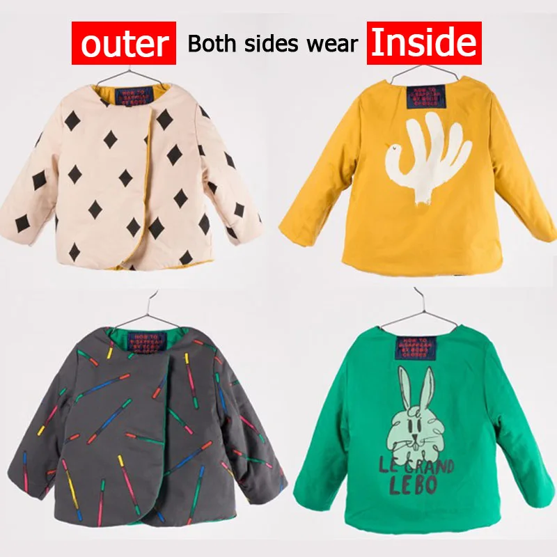 

BBK In stock bobo choses Children Outerwear Coat Fashion Boy Coat Keep warm Crayons&rabbit cotton jacket baby boys clothes