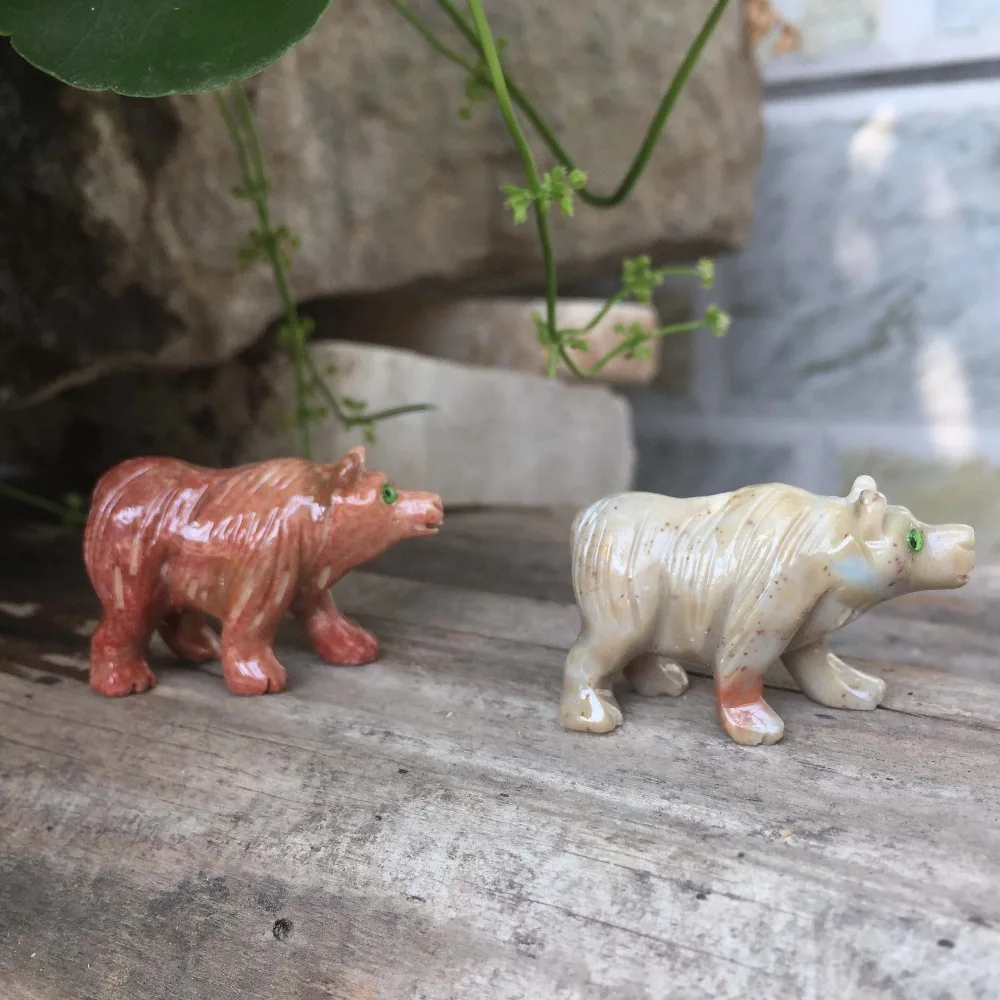 

South American soap stone polar bear stone carving crafts living room gardening furnishings small animals desktop