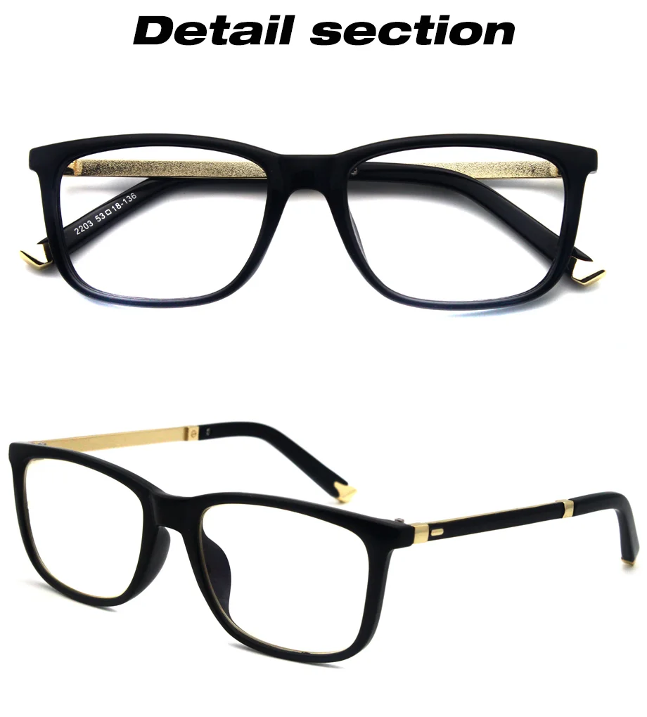 Прямоугольные линзы, пластиковые очки, блестящие, с золотым наконечником, оптические оправы, классические очки, бренд, гарантия качества, чистые линзы RSG036