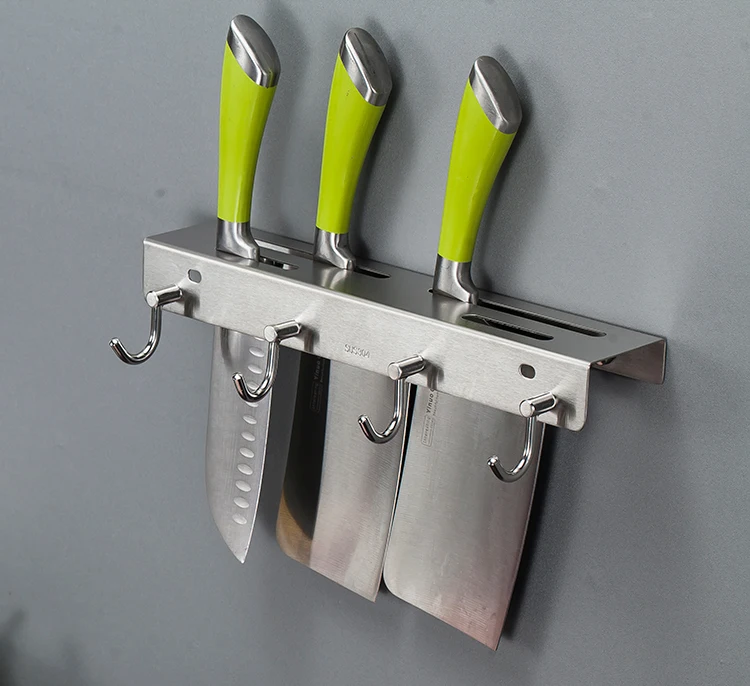 304 нержавеющая сталь кухня настенный Простой нож держатель Удар подвесной инструмент для нарезки держатель для кухонных приборов нож LU4266