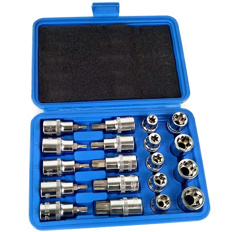 19pcs Socket Set 1/2 Inch Drive Star Socket Bit Socket Set External E10 E24 Torx T20 T70 Socket Pressure batch Set|Sockets| - AliExpress
