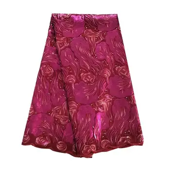 

2019 Luxury Sequins Lace Fabrics Magenta African Lace Fabric Multi Color Nigerian Lace Fabric for Wedding Party Dresses 5 Yards